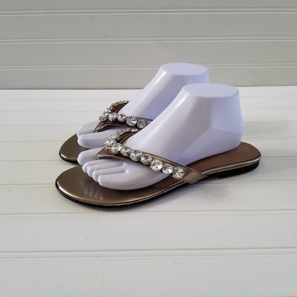 Paruolo Women's Large Rhinestone Thong Flip Flops Shoes Size 40 - Picture 5 of 9